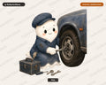 Cute Mechanic Ghost PNG, Vintage Sublimation Design, Shirt Print Digital Download