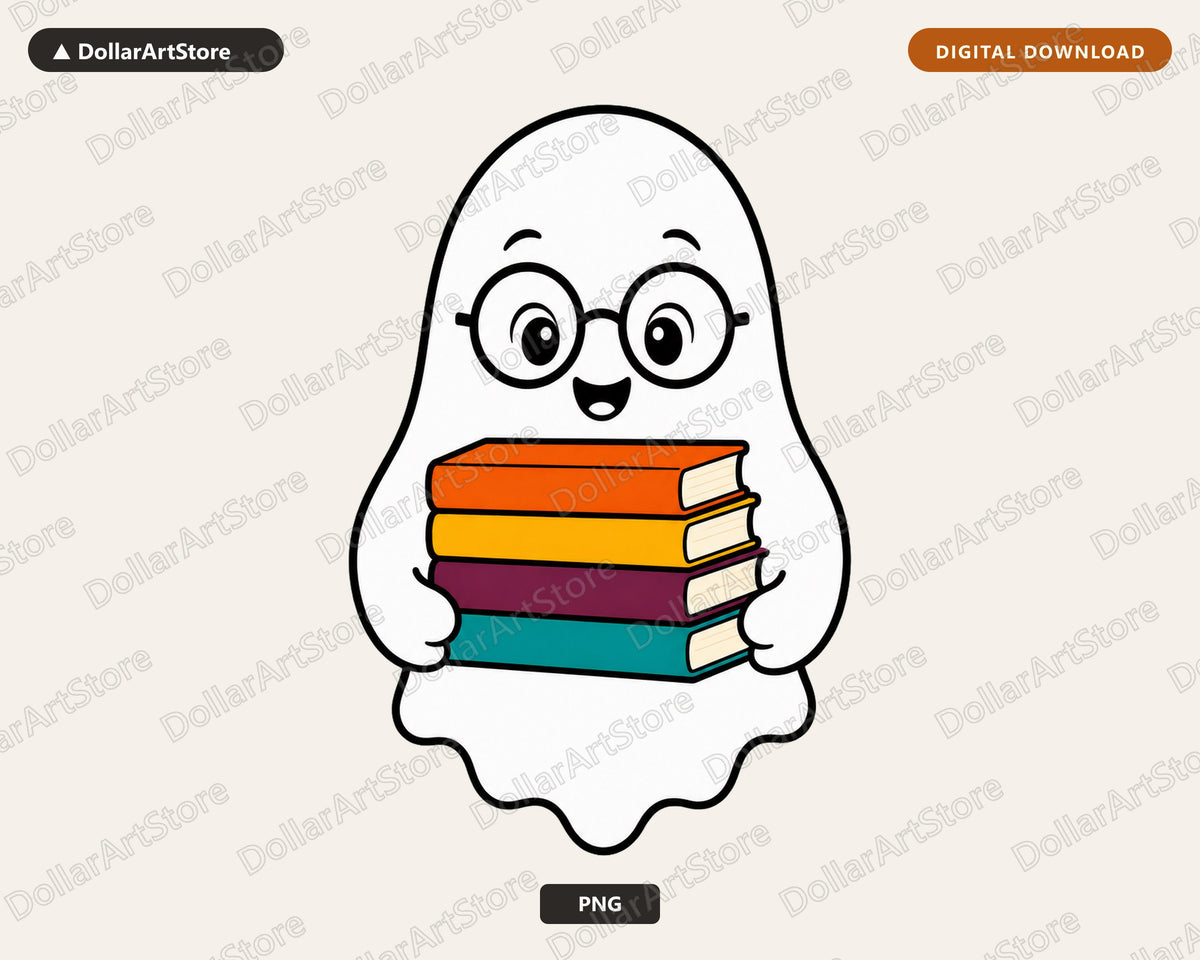 Bookish Ghost PNG, Cute Book Lover Design, Sublimation Shirt Digital Download
