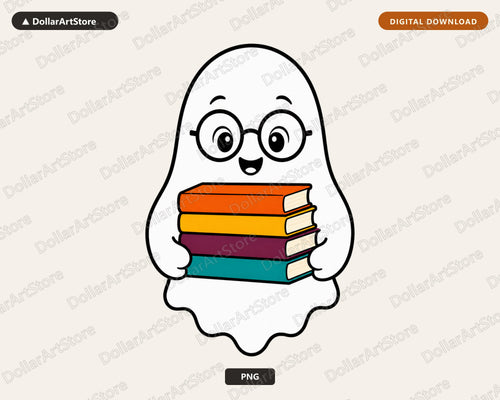Bookish Ghost PNG, Cute Book Lover Design, Sublimation Shirt Digital Download
