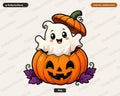 Cute Halloween Ghost PNG, Pumpkin Sublimation Design, Shirt Design Digital Download