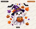 Cute Halloween Ghost PNG, Witch Hat Design, Sublimation Shirt Print