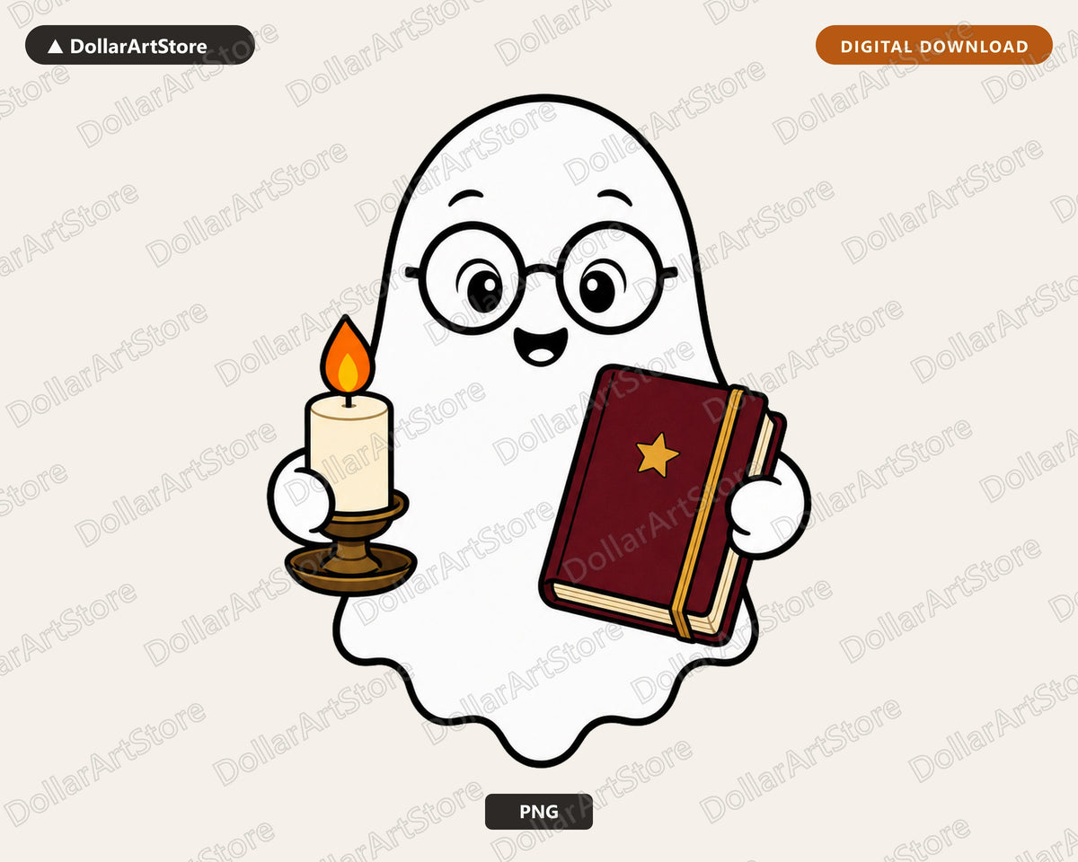 Bookish Ghost PNG, Cute Book Lover Design, Shirt & Tumbler Digital Download
