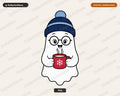 Cozy Ghost PNG, Winter Hot Cocoa Design, Sublimation Shirt Print Download