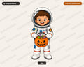Cute Astronaut Halloween Costume Kid PNG, Sublimation Design Digital Download