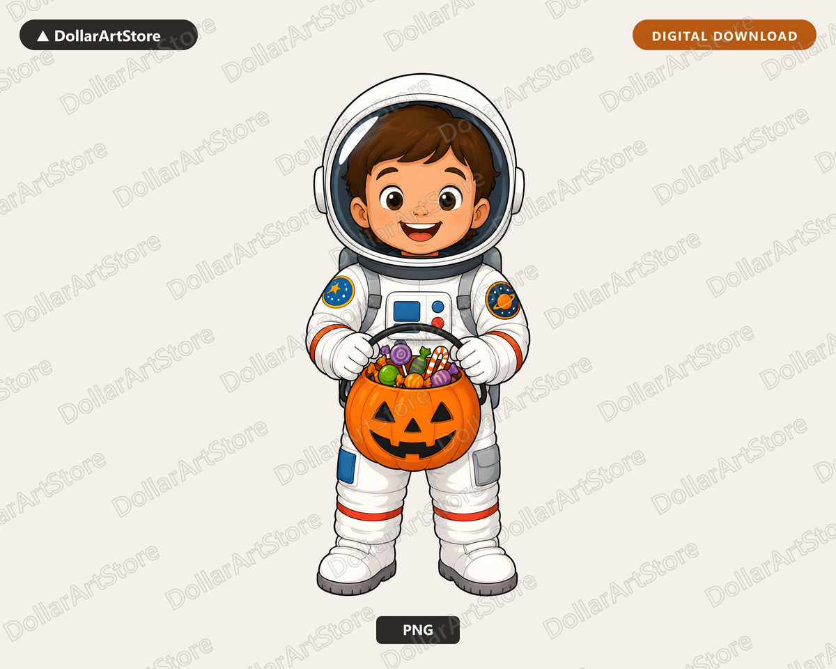 Cute Astronaut Halloween Costume Kid PNG, Sublimation Design Digital Download