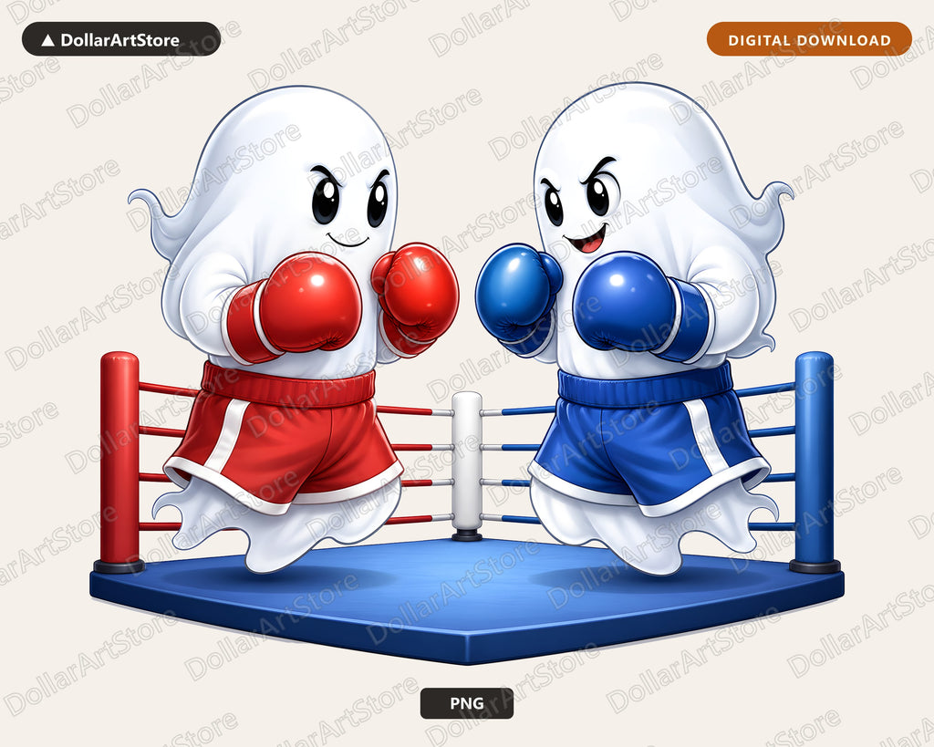 Cute Boxing Ghosts PNG, Sublimation Design, Shirt Print Digital Download