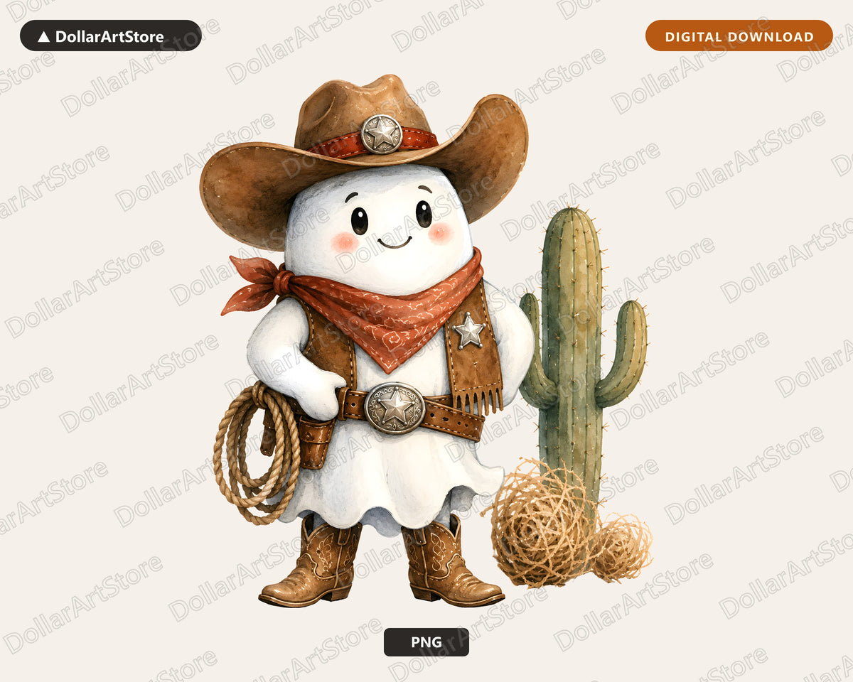 Cowboy Ghost PNG, Western Sublimation Design, Shirt & Tumbler Print Download
