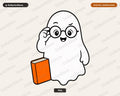 Bookish Ghost PNG, Cute Reading Design, Sublimation Shirt PNG Download