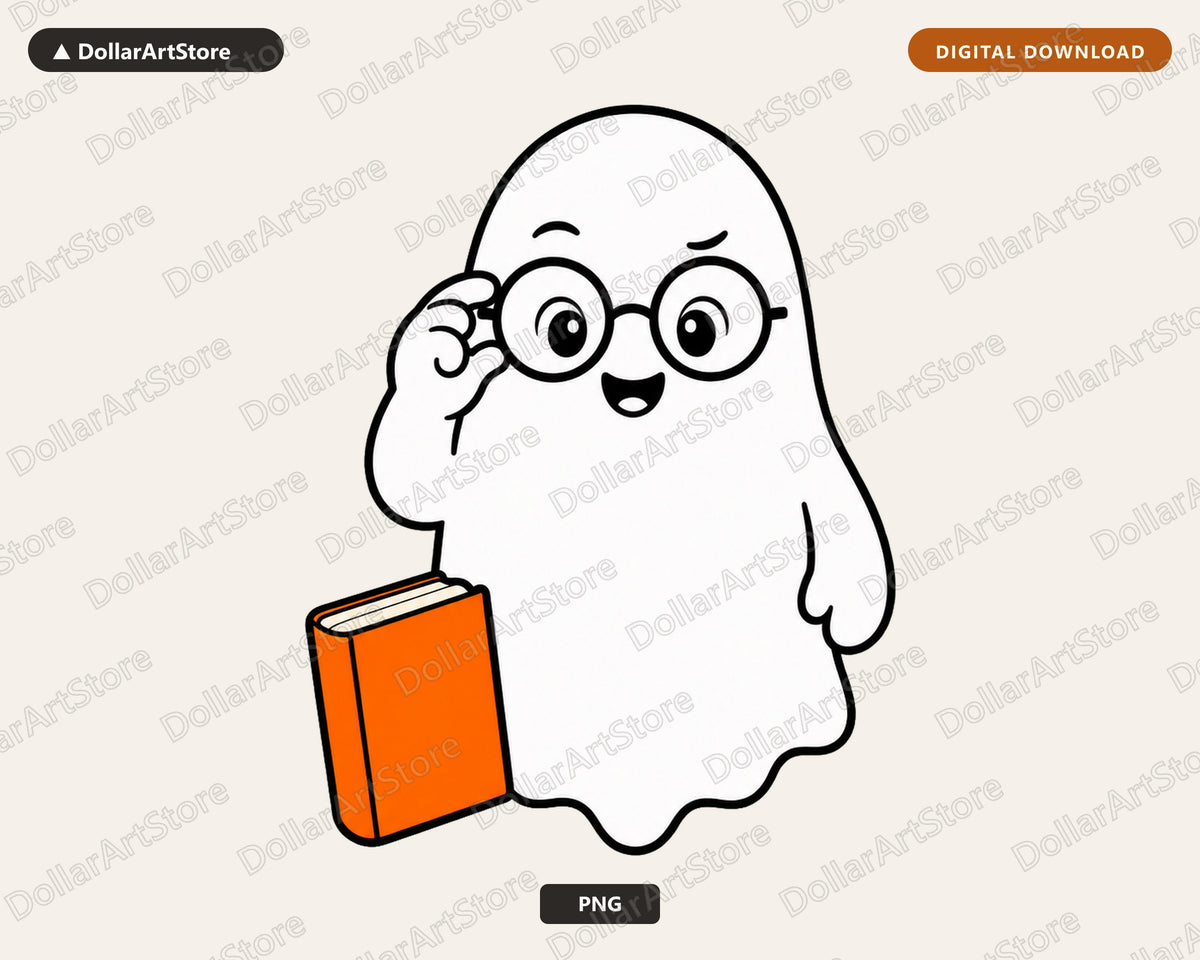 Bookish Ghost PNG, Cute Reading Design, Sublimation Shirt PNG Download