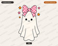 Cute Ghost PNG with Pink Bow, Halloween Sublimation Design, Digital Download