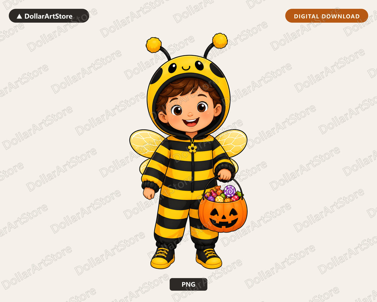 Cute Bee Costume Child PNG, Halloween Sublimation Design, Shirt Design