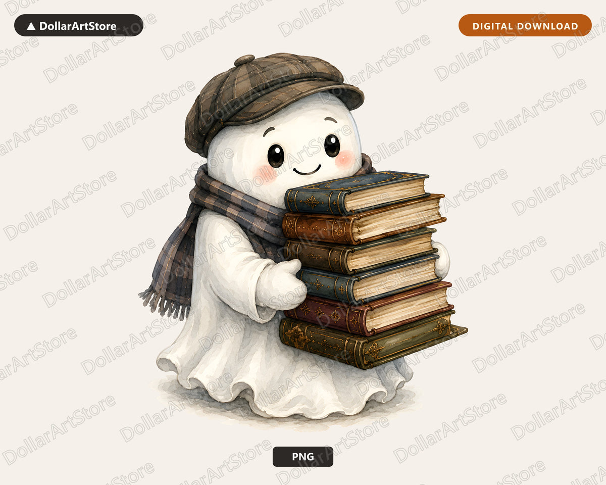 Bookish Ghost PNG, Sublimation Design, Fall Shirt Design Digital Download