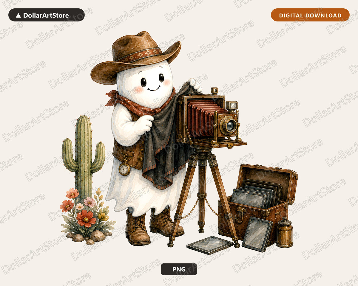 Western Cowboy Ghost PNG, Steampunk Sublimation Design, Shirt & Tumbler PNG