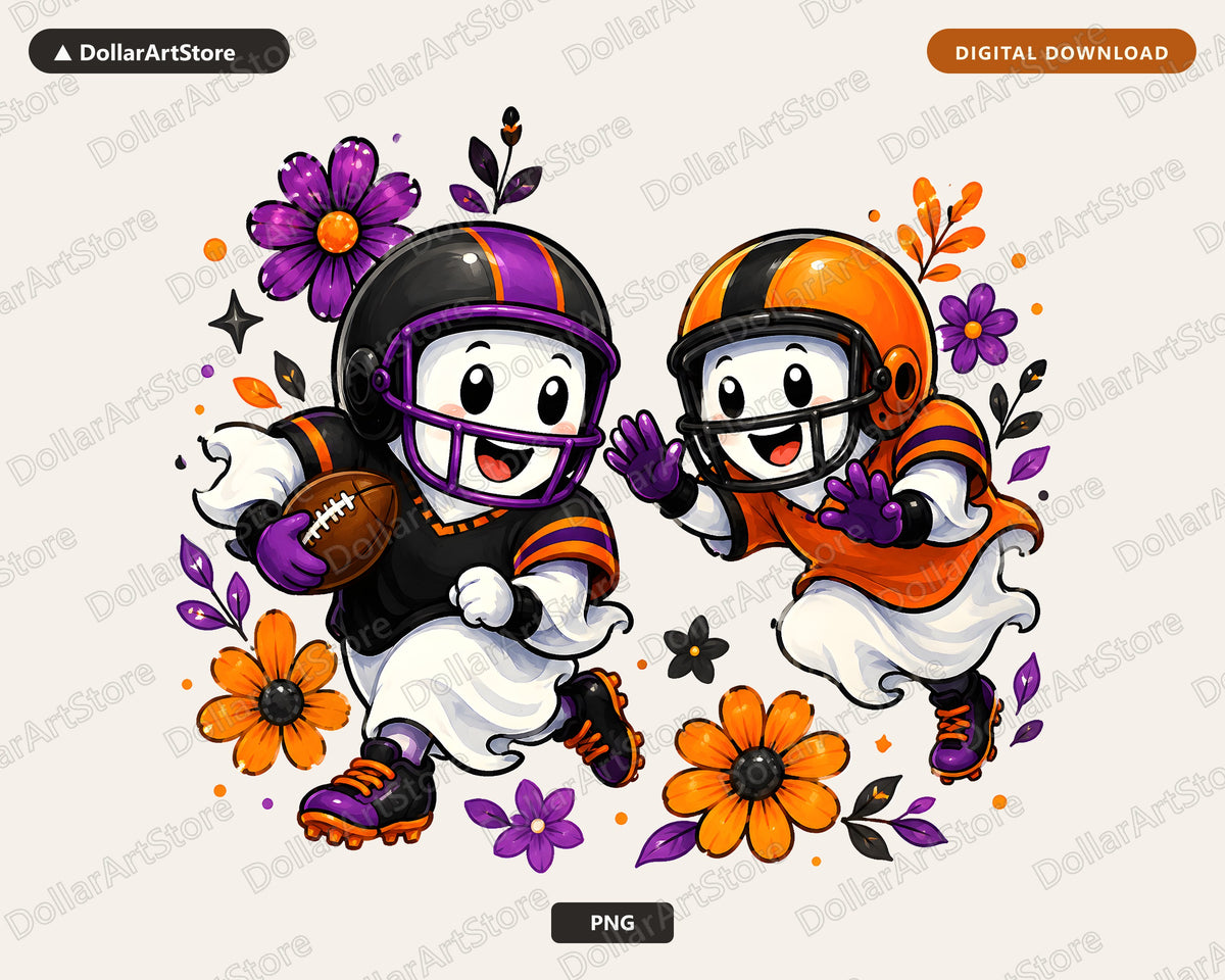 Cute Football Ghost PNG, Sports Halloween Sublimation Design, Shirt Design Digital Download