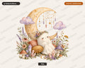 Boho Ghost PNG Sublimation Design, Whimsical Moon Art Digital Download