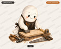 Carpenter Ghost PNG Sublimation Design, Cute Ghost Shirt Design Digital Download