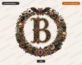 Letter B Halloween Monogram PNG, Gothic Jewelry Design, Sublimation Download