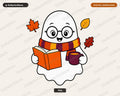Bookish Ghost PNG, Autumn Sublimation Design, Reading Season Shirt Print