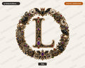 Halloween Monogram L PNG, Gothic Ornate Letter, Sublimation Design Digital Download