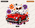 Cute Halloween Ghost PNG, Retro Car Design, Sublimation Digital Download