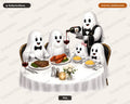 Cute Ghost Dinner Party PNG, Sublimation Design, Shirt & Tumbler Design