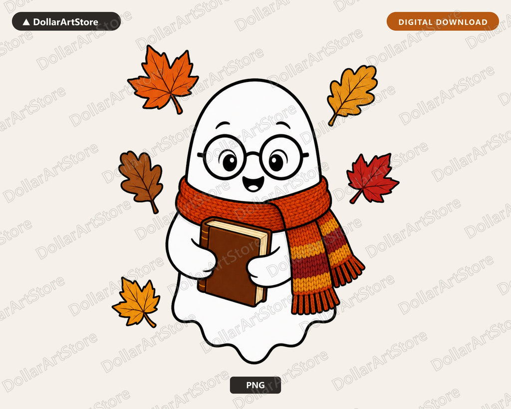 Bookish Ghost PNG, Fall Sublimation Design, Autumn Shirt Design Digital Download