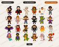 Halloween Costume Kids PNG, 16 Cute Characters, Sublimation Design