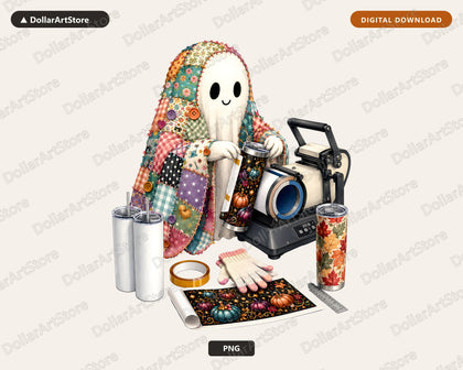 Crafting Ghost PNG, Sublimation Design, Tumbler Shirt Design Digital Download