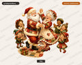 Santa Patchwork PNG, Vintage Christmas Design, Sublimation Download
