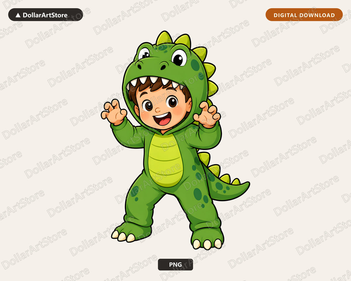 Cute Dinosaur Kid PNG, Halloween Costume Shirt Design, Sublimation Download