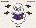 Bookish Ghost PNG, Halloween Sublimation Design, Shirt Design Digital Download