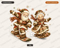 Patchwork Santa PNG Sublimation Design, Skiing Christmas Shirt Design