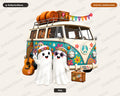 Cute Halloween Ghost PNG, Groovy VW Van, Sublimation Design, Shirt & Tumbler