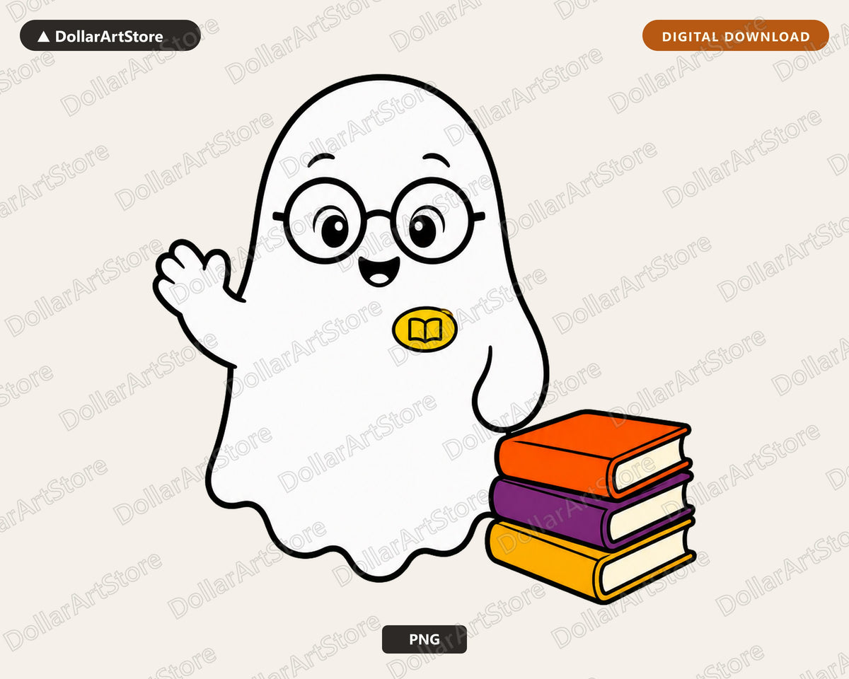 Bookish Ghost PNG, Sublimation Design, Shirt & Tumbler Download