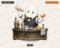Cute Bartender Ghost PNG, Sublimation Design, Digital Download
