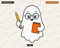 Bookish Ghost PNG, Cute Character Design, Sublimation Shirt Design Digital Download