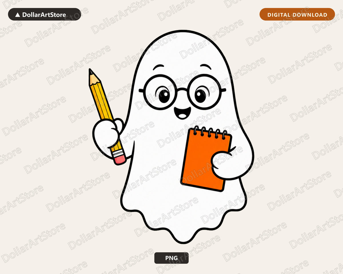 Bookish Ghost PNG, Cute Character Design, Sublimation Shirt Design Digital Download