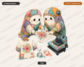Crafting Ghost PNG, Sublimation Design, Cute Character Digital Download