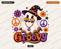 Cute Groovy Ghost PNG, Retro Halloween Shirt Design, Sublimation Instant Download