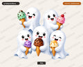 Cute Halloween Ghost PNG, Ice Cream Design, Sublimation Digital Download