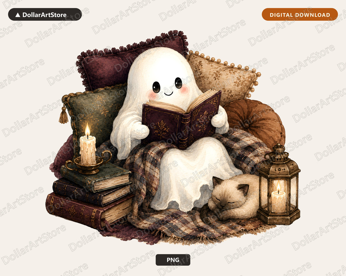 Bookish Ghost PNG, Sublimation Design, Shirt & Tumbler Digital Download