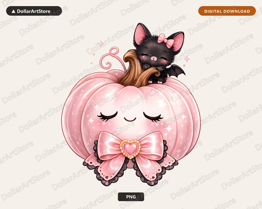 Coquette Halloween PNG, Pink Pumpkin Bat Design, Sublimation Shirt PNG Download