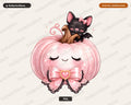 Coquette Halloween PNG, Pink Pumpkin Bat Design, Sublimation Shirt PNG Download