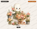 Cute Ghost Florist PNG, Sublimation Design, Shirt Design Digital Download