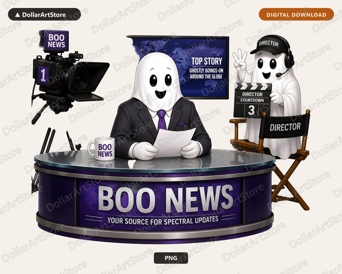 Cute Halloween Ghost PNG, Boo News Design, Sublimation Shirt Design Digital Download
