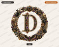Halloween Letter D PNG, Ornate Monogram, Sublimation Design Digital Download