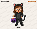 Cute Cat Costume Kid PNG, Halloween Shirt Design Digital Download
