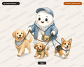 Cute Ghost Walking Dogs PNG, Sublimation Design, Shirt Design Digital Download