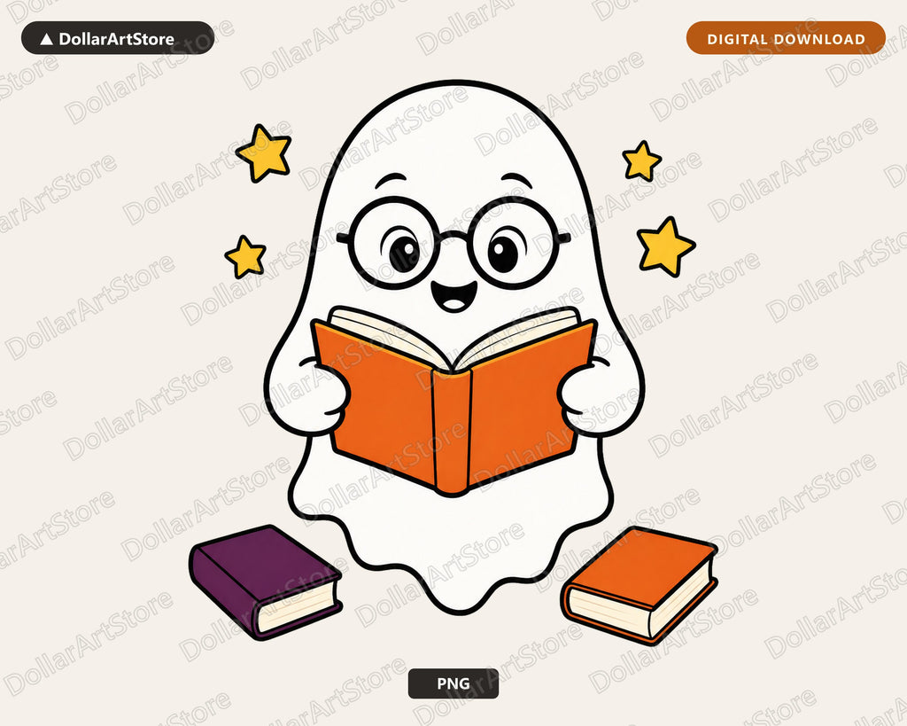 Bookish Ghost PNG, Reading Design, Sublimation Digital Download