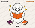Bookish Ghost PNG, Reading Design, Sublimation Digital Download